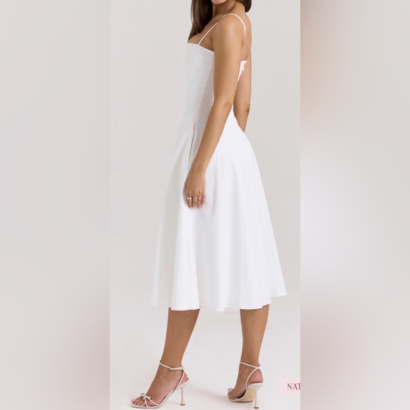 NWOT House of CB DOLLY White Stretch Cotton A-Line Midi Sundress sz L - Picture 3 of 12